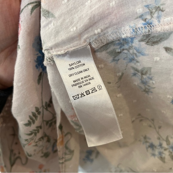 Saylor Clover Floral Smocked Peplum Top Pink 3/4 Puff Sleeves Ruffle Size Small - Picture 6 of 7